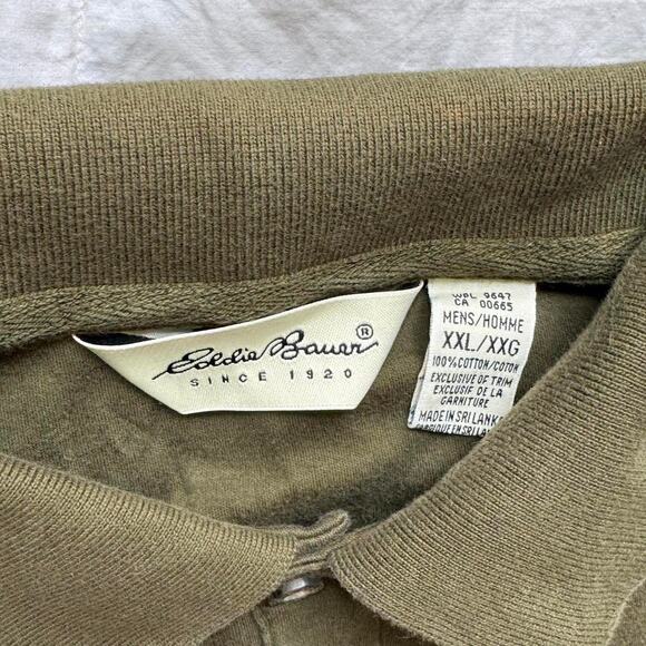 eddie Bauer Olive green soft long sleeve polo shirt  XXL grunge preppy academia - Picture 6 of 8